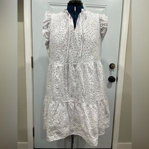 White eyelet tiered dress